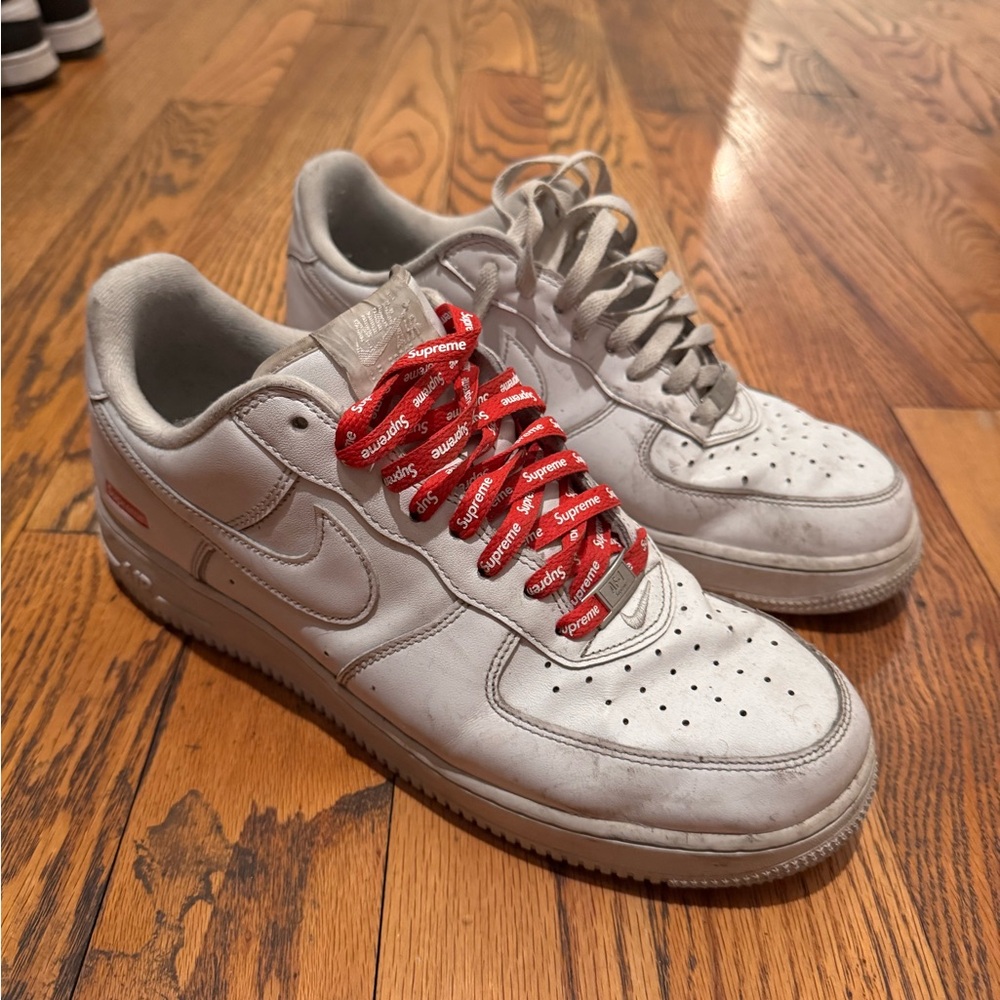 Supreme White and Red Sneakers Iconic Design